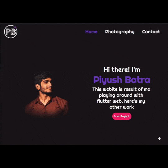 Flutter web portfolio site animation